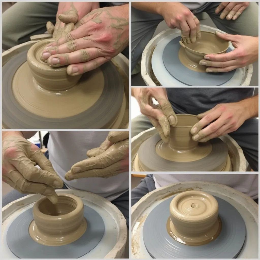 Kollage des Keramikherstellungsprozesses